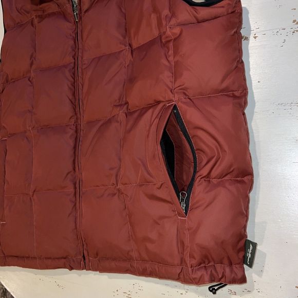 Eddie Bauer Down Puffer Vest Adult Extra Large Red Gray Reversible Goose Mens XL - Picture 9 of 16